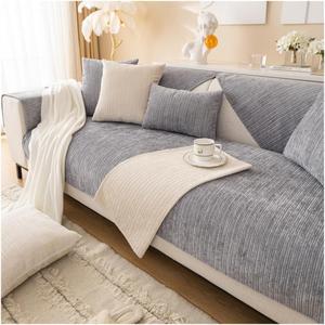 Chenille Sofa Slipcovers, Non Slip Couch Cover for All-Seasons, Furniture Protector Sofa Covers Sectional Couch Covers for Dogs Cats Pet (Grey, 70 * 120cm/28''x47'')