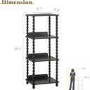 Fultyle Book Shelf, 4-Tier Bookshelf with Storage, Small Bookcase Display Shelves with Solid Wood Legs for Bedroom, Living Room, Office and Small Spaces (Black)