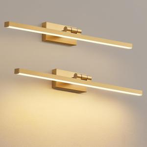 PUSU Rechargeable Picture Light Set of 2, Gold LED Cordless 19.7 inch Wall Mount Art Lamp with Remote, 2700K Dimmable Battery Powered Display Lights for Artwork Painting Living Room, Bedroom, Hallway 19.7" - Gold (2 Pack)