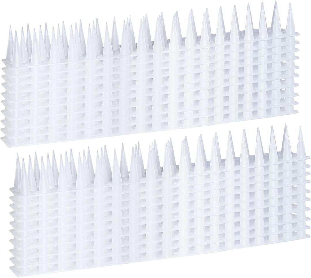 Bird Spikes, 22FT Outdoor Bird Deterrent Spikes Device for Birds Pigeon Woodpecker Squirrel Raccoon Cat, Plastic Bird Deterrent for Outside, Patio, Roof, Sill, Fascia (Clear, 20Pcs)