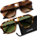 livho Trendy Polarized Square Aviator Sunglasses Women Men Square Eyewear Frame, Retro Sun Glasses for Women Men 2025 Shades