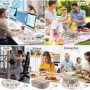 Bento Box,1500ml Stainless Steel Lunch Box,Versatile 4-Compartment Portable Lunch Box Container-Salad Lunch Containers for Adults/Kids with Soup Bowl Spoon Fork Thermos Bag Accessories (Khaki)