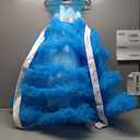 Stunning V-Back Luxury Pageant Tulle Ball Gowns for Girls 2-12 Year Old (8, Blue)