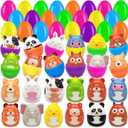 Prefilled Easter Eggs with Squishy Toys - 24 Pack Filled Easter Basket Stuffers Party Favors, Slow Rising Stress Reliever Toys Fillers for Easter Eggs Hunt