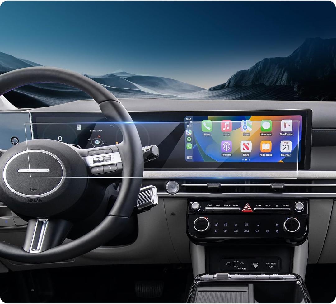 LUWU 2025 Tucson Screen Protector Compatible with 2025 Hyundai Tucson Accessories 2025 Tucson SE/SEL/SEL Convenience/XRT/Limited/Blue/N Line 2025 Tucson Hybrid Tempered Glass Touchscreen 12.3Inch