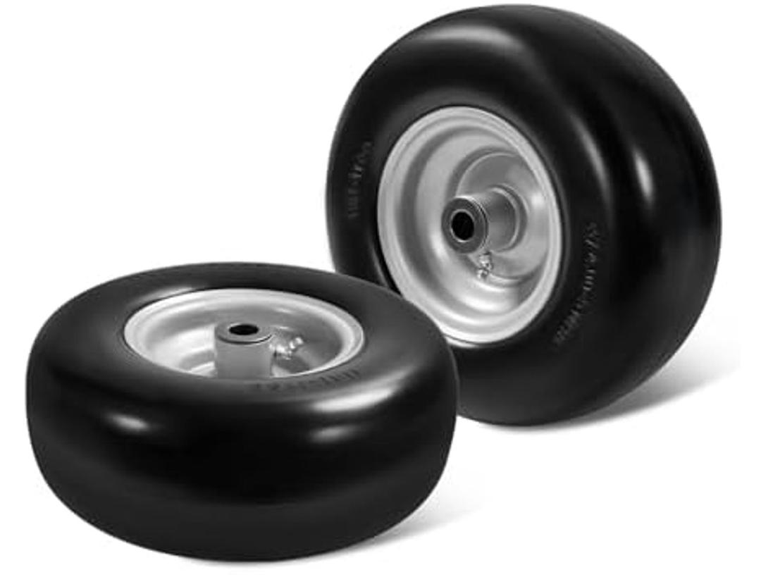 LTNICER (2-Pack) 11x4.00-5" Lawn Mower Flat Free Tires - Front Zero-Turn Smooth Tires for Zero-Turn Mowers, Garden Tractors, Wheelbarrows & More