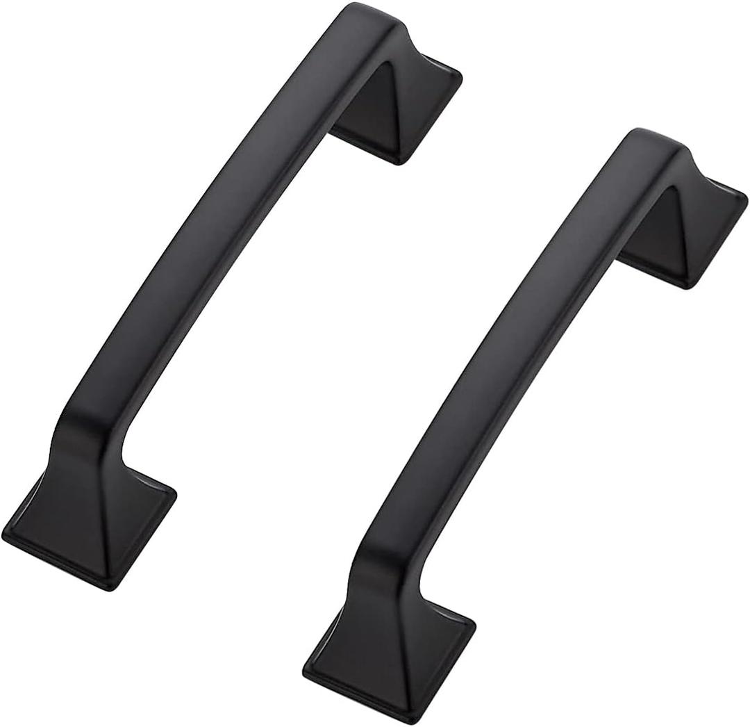 Ravinte 10Pack Solid 3-3/4" Square Foot Cabinet Arch Pull Kitchen Cabinet Handles Matte Black Cabinet Pulls Black Drawer Pulls Kitchen Cabinet Hardware Kitchen Handles for Cabinets Cupboard Handles (3-3/4 Inch Hole Center)