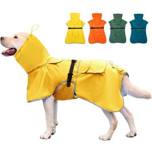 Waterproof Dog Raincoat Hooded Slicker Poncho Raincoat for Medium Large Dogs, Adjustable Dog Rain Coat Jacket(Yellow, 6XL) (6XL-Fit for 91-110 pounds)