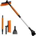 Telescopic Snow Brush Ice Scraper Combo, 2-in-1 Adjustable Length 26-36in & 360 Pivoting Head for Car Truck SUV, Christmas Auto Gifts