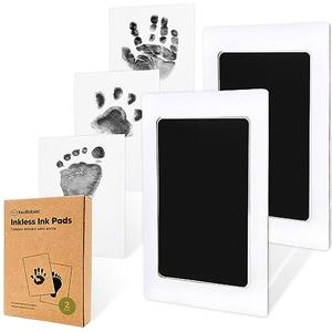2-Pack Inkless Baby Hand and Footprint Kit - Mess Free Ink Pad for Newborn Keepsake, Dog Nose & Paw Print Kit, Clean Touch Ink Pad for Baby Hand & Footprints, First Mother's Day (Jet Black)