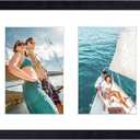Giftgarden 4x6 Picture Frame Collage 4 Opening, 8x20 Frame Matted to Four 4x6 Photos with Mat for Wall Display, Black