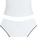 ZAFUL Women's Bandeau Tankini Swimsuit Asymmetrical Slit Bowknot String High Cut Fairyland Cheeky Bathing Suit (White, M)