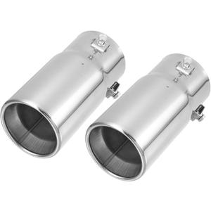 Motoforti Universal Muffler Exhaust Car Exhaust Muffler Tip Tailpipe, 2.75 Inch Inlet 3 Inch Outlet, Exhaust Pipe, Stainless Steel, Silver Tone, 2 Pcs