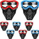 8 Pack Tactical Mask for Kids with Safety Goggles to Protect Eyes, Full Mask Eye Protection for Christmas Kids Gifts CS Airsoft Shooting Game Party (Bright Color)