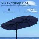 Patio Kingdom 15FT Double Sided Patio Umbrella with Base Included Large Outdoor Market Umbrella with Crank Handle, UV Resistant Canopy, Sturdy Frame for Garden, Poolside, Deck, Navy Blue