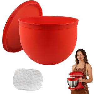 Silicone Bowl Liners for Kitchen Aid Mixer 5 Qt, Mixing Bowl Insert with LidRag,Compatible with Tilt-Head,Replacement Mixer Attachments & Accessories,Dishwasher Safe,for Baking and Cooking