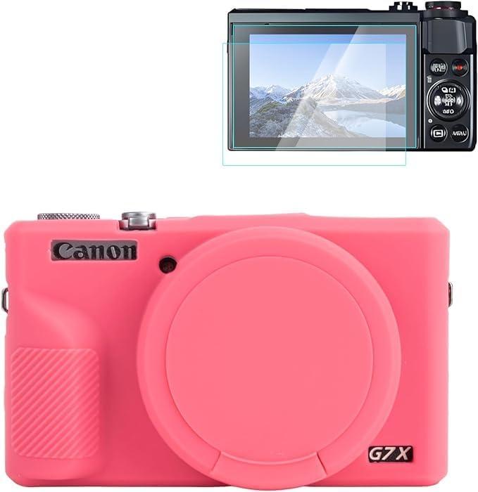 Rieibi Silicone Case for Canon G7X Mark III Case, G7X Mark III Accessories with 2 pcs Sreen Protectors, Detachable Lens Cover for Canon G7X Mark III Cover