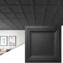 Art3d 24-Pack Square Drop Ceiling Tile 2ft x 2ft in Black, PVC Ceiling Panel 24 x 24in. - Compatible with 15/16" Drop Ceil Grid System