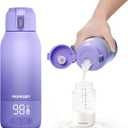 Momcozy Portable Bottle Warmer for Travel Dual Heating Modes for Breast Milk & Water, Portable Milk Warmer with Fast Heating & Long Battery Life, 17 Ounces Large Capacity, Purple