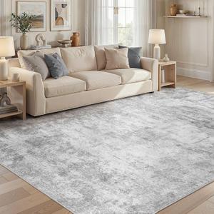 8x10 Area Rug for Living Room Large Modern Neutral Abstract Rugs Washable Nonslip Backing Soft Carpet for Bedroom Dining Room Office Decor Grey
