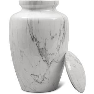 Urn for Ashes Adult Male and Female,Large White Marble Finish Urn for Man & Women,Memorial Urns for Human Ashes Adult Man (220LB)