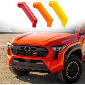 Upgrade Grille Decor Badge Emblem Compatible with 2024 2025 2026 Toyota Tacoma Accessories TRD Off-Road, TRD PreRunner, TRD Sport Tri-Color Front Grille Insert Trims (Yellow/Orange/Red)