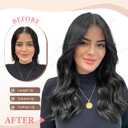 Fliace Synthetic Clip in Hair Extensions, 6 PCS 1 6 Inch Hair Extensions Clip Ins, Black Long Wavy Hairpieces(16inch, 6pcs, Black)