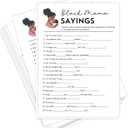 HerZii Prints Black Mama Sayings Baby Shower Game Cards with Answer Key, 50 Pack, Fun Party Activity Sheets, 5x7 Inch