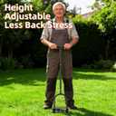 Aerator Lawn Tool - 2-in-1 Reinforced Heavy Duty Manual Lawn Aerator with 15 Spikes, Automatic Dirt and Leaf Clean Design, Adjustable T-Handle (Black)