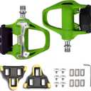 WOWSPORT SPD-SL Road Bike Pedals - Lightweight Clipless Pedals with 3-Bolt Cleats, Sealed Bearings & Nylon Composite | Shimano SPD SL Compatible (Green)