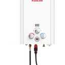 GASLAND BE158 Propane Tankless Water Heater 6L, Outdoor Portable Hot Water Heater, Overheating Protection, Easy to Install, Use for RV Cabin Barn Camping Boat, White