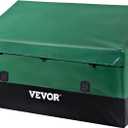VEVOR Outdoor Storage Box, 100 Gallon Waterproof PE Tarpaulin Deck Box w/Galvanized Frame, All-Weather Protection & Portable, for Camping, Garden, Poolside, and Yard, Black & Green