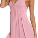 Samring Sexy Lingerie Sleepwear for Women Chemises V-Neck Full Slip Babydoll Nightgown Dress  (Large)