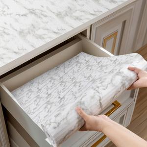 Shelf and Drawer Liner for Kitchen Cabinets Non-Adhesive, Strong Grip Non-Slip Thickened Cabinet Liners for Shelves, Waterproof Mats for Dresser Cupboard, Marble, 24 in x 10 Feet, 23.6"W x 118"L