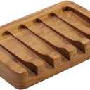 Soap Dish with Slanted Waterfall Design by HTB, Bar Soap Holder Teak Wood, Soap Saver for Shower, Bathroom, Sink, Kitchen and Countertop (1pcs)