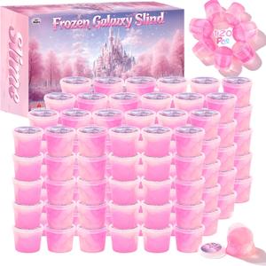 120 Pack Pink Galaxy Slime Party Favors, Non-Sticky, Stress Relief Treasure Box Toys for Classroom Prizes, Valentines Day Student Gifts Goodie Bags Stuffers for Kids Boys Girls 4-8, 8-12