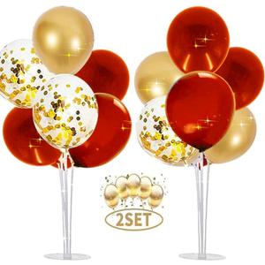 Graduation Decorations Red Gold 2026 /Red Gold Graduation Party Decorations/Birthday Party Picnic Party Wedding/Christmas 2 Sets Table Centerpiece Balloon Stands Valentines Day Backdrop