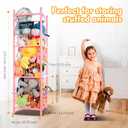 Large Stuffed Animal Storage, Wooden Stuffed Animal Storage Zoo, Toy Holder, Space Saving Toy Zoo for Kidroom, Playroom, Kids Gift, Pink