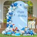 7.2FT Blue Arch Backdrop Cover - Polyester Fitted Wedding Arch Stand Covers Round Top Chiara Arch Backdrop Cover for Birthday Party Banquet Photo Background Decoration