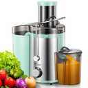 QCen Juicer Machine, 800W Centrifugal Juicer Extractor with Wide Mouth 3” Feed Chute for Fruit Vegetable, Easy to Clean, Stainless Steel, BPA-free (Aqua)