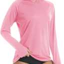 KEFITEVD Womens UPF 50+ Sun Hoodie Shirt Long Sleeve Fishing Hiking Hooded UV Shirts Lightweight Quick Dry Tops (Pink, S)