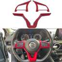 Dark Red Steering Wheel Interior Decoration Cover Trim Accessories for Nissan Altima(2019-2024),for Sentra/Versa(2020-2024),for Leaf/Kicks(2018-2024),for Rogue(2017-2020),for Rogue Sport