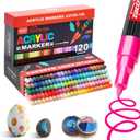 Guangna Acrylic Paint Markers, Acrylic Paint Pen, Waterproof & High Saturation Ideal for Wood, Metal, Plastic, Canvas, Fabric, Glass, Ceramic, Rock Painting DIY Art Supplies (Extra Fine Tip, 120)