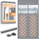 Magnetic Insulated Door Curtain Fits 38"x82" Doors - Thermal Door Cover for Winter with Clear Window, Window Insulation Kit & Doors Draft Stopper to Keep Cold Air Out for Front Doorway Home - Gray
