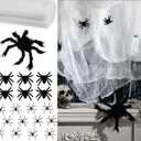 20 Pcs Halloween Creepy Cloth with Black Fake Spiders Realistic Large Spider Web Decoration Scary Props for Haunted Horror Yard Window Doorway Outdoor Halloween Themed Decorations(White)
