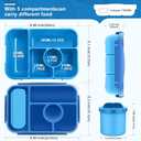 4 x Lunch Box Kids,Bento Box Adult,Lunch Containers for Adults/Kids/Toddler,5 Compartments Bento Lunch Box with Sauce Vontainers,Microwave & Dishwasher & Freezer Safe,BPA Free(Blue)