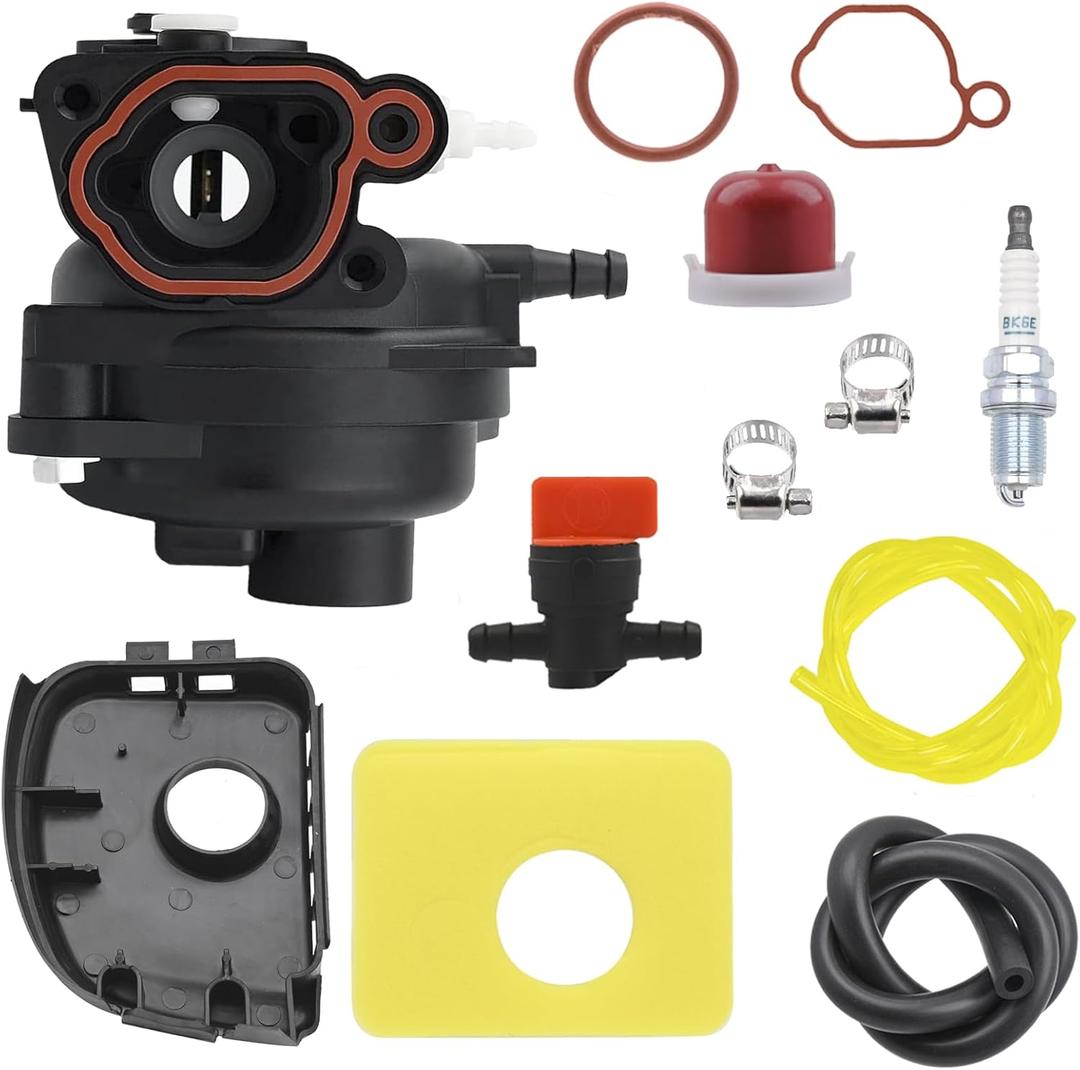 799583 Carburetor for B&S 300E 450E 500E 550EX 500 125cc 140cc 08P502 8P502 09P602 9P602 Lawn Mower Engine with 799579 Filter 595660 Cover 594281 Primer Bulb