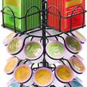 Coffee Pod Holder for Keurig Pod & Tea Bag Organizer, Compatible with 30 K-Cups Pods, 60 Tea Bags, Spins 360-Degrees Carousel Stand, Coffee Pod Tea Bag Storage Organizer for Countertop