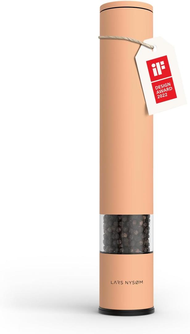 LARS NYSM Salt Pepper Mill Manual with adjustable ceramic grinder from coarse to fine I Design Spice Mill (Creamy Peach)