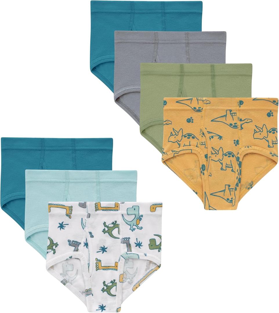 Hanes Toddler Boys' Organic Cotton Underwear, Pure Comfort 100% Cotton Boxer Briefs (2-3T, Green, White, Gold, Seafoam)